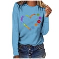 thumbnail image 1 of Pisexur Hauts d'Automne pour Femmes Mode Mignon Cœur Graphique Imprimé T-Shirt Hauts Col Rond Manches Longues Chemises pour Femmes Habillées Décontractées Sorties Hauts Confort Polyvalent Léger T-Shirts, 1 of 5