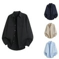 thumbnail image 3 of SBYOJLPB Men's Solid Color Button Turndown Collar Long Sleeved Shirt Double Pocket Work Shirt, 3 of 4