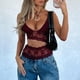thumbnail image 2 of Camiseta sin mangas Pivanzore Y2K de encaje, malla transparente, color rojo XL para mujer, 2 of 5