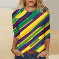 thumbnail image 1 of TIMIFIS 3/4 Hauts à Manches pour Femmes Décontracté Ample Chandail Fête de Vacances T-Shirt Col Rond Imprimé Mardi Gras, 1 of 5