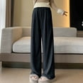 thumbnail image 2 of HVOBTTY Pants for Women, Wide Leg Pants Woman, Ladies' Drooping Soft and Loose Knit Sports Loose Pocket Drawstring Wide Leg Pants Black,XL, 2 of 5