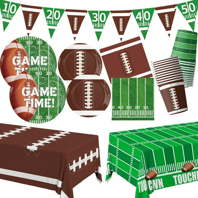 Vajilla para fiesta de cumpleaños infantil de rugby, fútbol americano, plato de papel, mantel de seda, decoración, suministros para fiestas