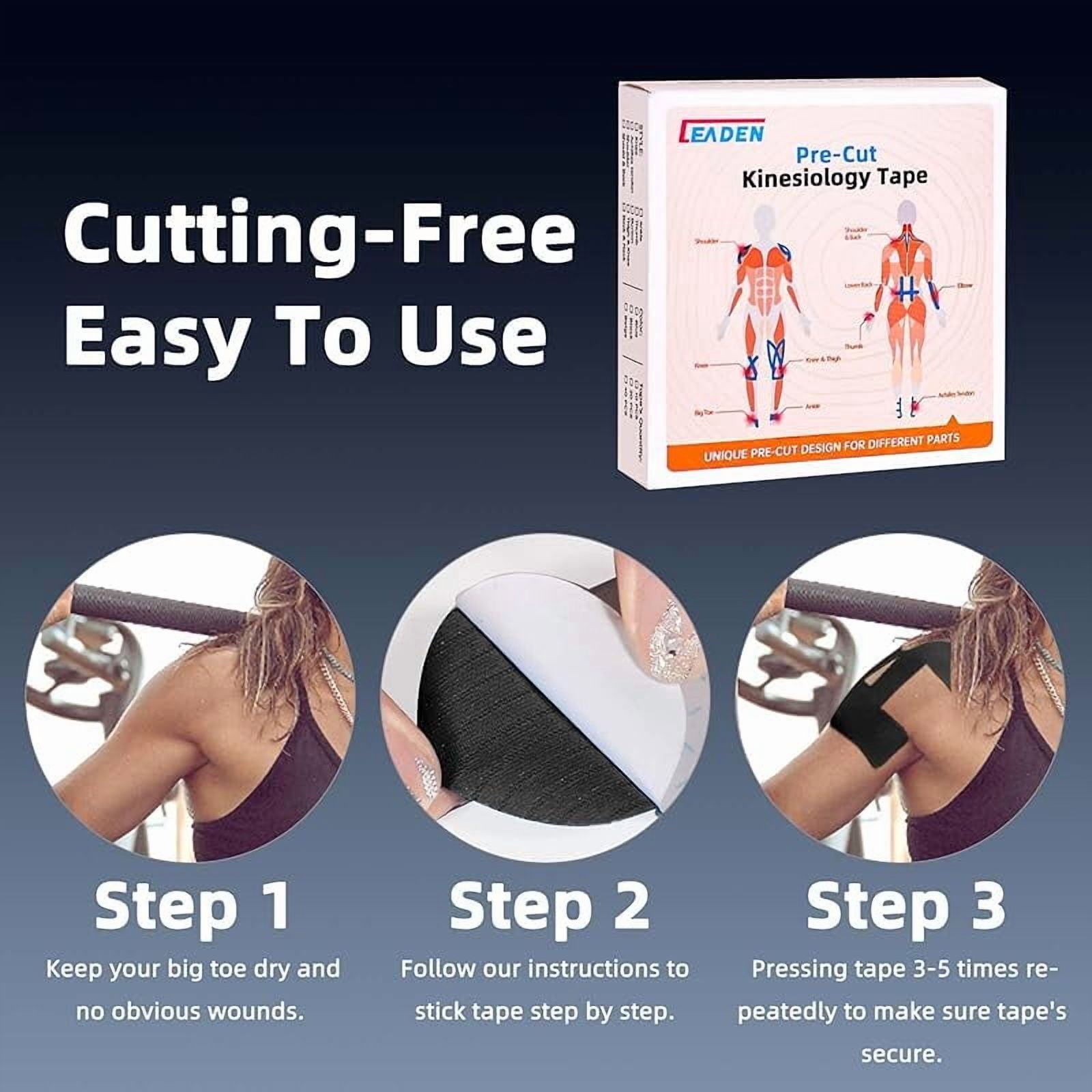 Wrongduck Precut Kinesiology Tape for Shoulder, 10 Pcs Waterproof Elastic Shoulder Support Tape, Breathable Latex-Free Athletic Tape for Stability and Pain Relief