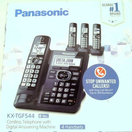 Talk Blocks Refurbished Panasonic Cordless Phone System with Answering Machine, One-Touch Call Block, Enhanced Noise Reduction, Talking Caller ID and In ()