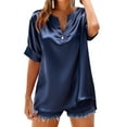 thumbnail image 2 of Juslio Button Blouses for Women Short Sleeve Casual Solid Color V-Neck Shirts Tops XXL, 2 of 5