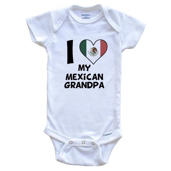 I Heart My Mexican Grandpa Mexico Flag Baby Bodysuit, 0-3 Months White