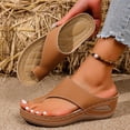 thumbnail image 5 of Lenago Women's Open Toe Mules Sandals Cross Strap Wedge Heel Slides Casual Comfortable Slip On Dressy Walking Shoes for Summer Work Party Outdoor Brown 9.5, 5 of 8