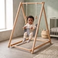 thumbnail image 4 of Avenlur Spruce Baby Swing, Foldable Wooden Indoor Swing with Stand Montessori swing 6-36 months; foldable baby swing, wooden baby swing, indoor baby swing with stand (Gray), 4 of 9