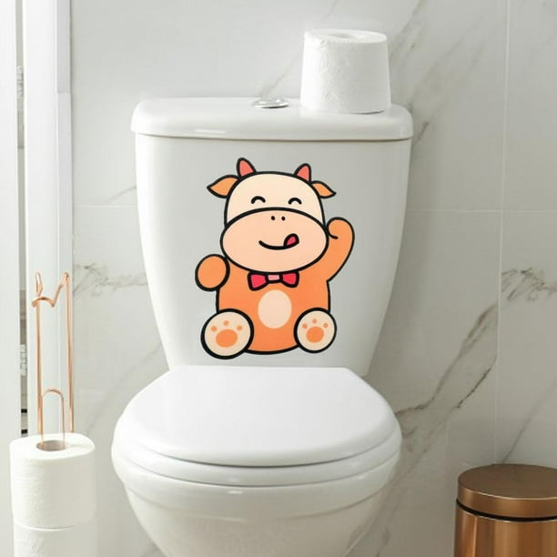 Lindas pegatinas desodorantes para inodoro, calcomanía de animales, pegatina decorativa autoadhesiva extraíble para baño, cocina, decoración del hogar Vaca Macarena Etiqueta engomada del baño de dibujos animados