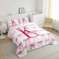 thumbnail image 3 of jejeloiu Bowtie Monogrammed K Bedding Comforter Set,Cartoon Bow Knot Twin Comforter Sets,Pink Kawaii Bowknot Bedding Set For Girl Teens,Ultra Soft Bedroom Decor Reversible,2-Piece, 3 of 8