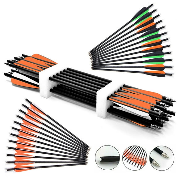 ALING 20inch Archery Crossbow Bolts Arrows Hunting Practicing Crossbow Arrows,12 Pcs Carbon Crossbow Arrows Accessories