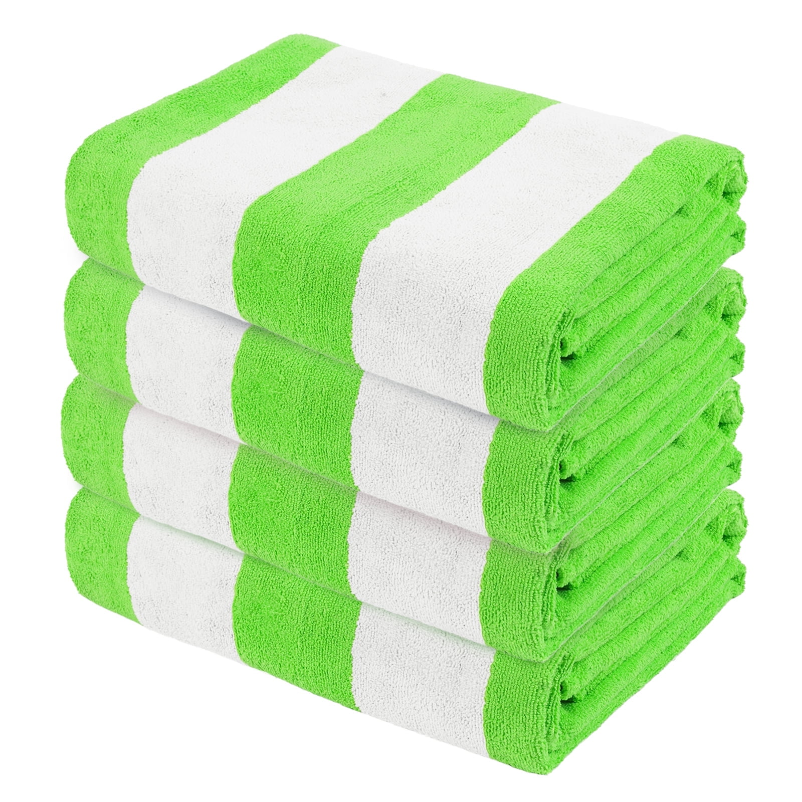 Exclusivo Mezcla 4-Pack Large Cabana Stripe Lightweight Soft Microfiber Beach Towels, Highly Absorbent Travel Pool Towel(Light Green,30"x60")