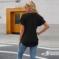 thumbnail image 4 of Askfv Womens Tops V-Neck T-shirt Short Sleeve Tunic Blouse Tops S-XXL, 4 of 4
