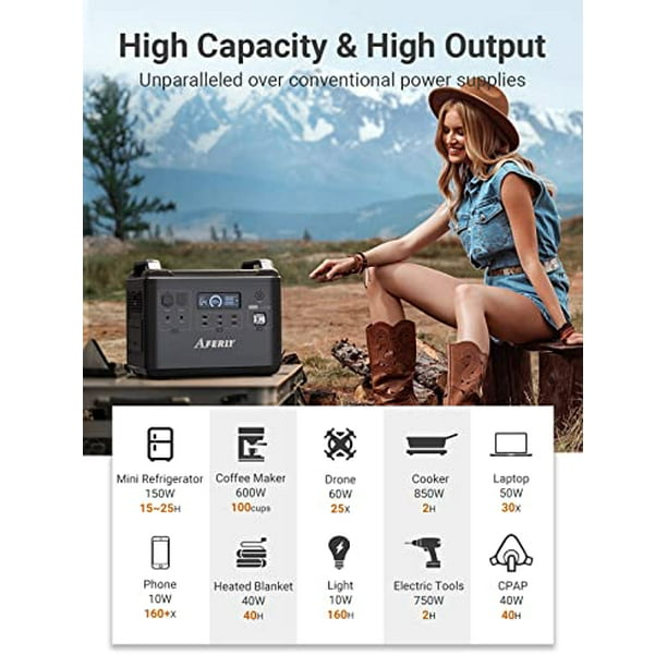 AFERIY Portable Power Station 2000W (4000Wmax) 1997Wh/624000mAh LiFePO4 UPS  Pure Sine Wave, Fully Charged in 1.8 Hours, 16 Output ports Solar Generator  for Camping, RV, Home, Emergency 