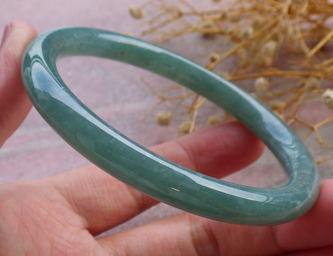 Icy Green Natural A JADE Jadeite Bangle Bracelet 61 mm 685811 TN