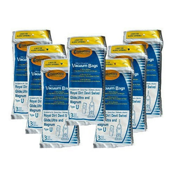 21 Royal Dirt Devil Type U MVP Swivel Allergy Vacuum Bags, Ultra, Magnum, Powerc