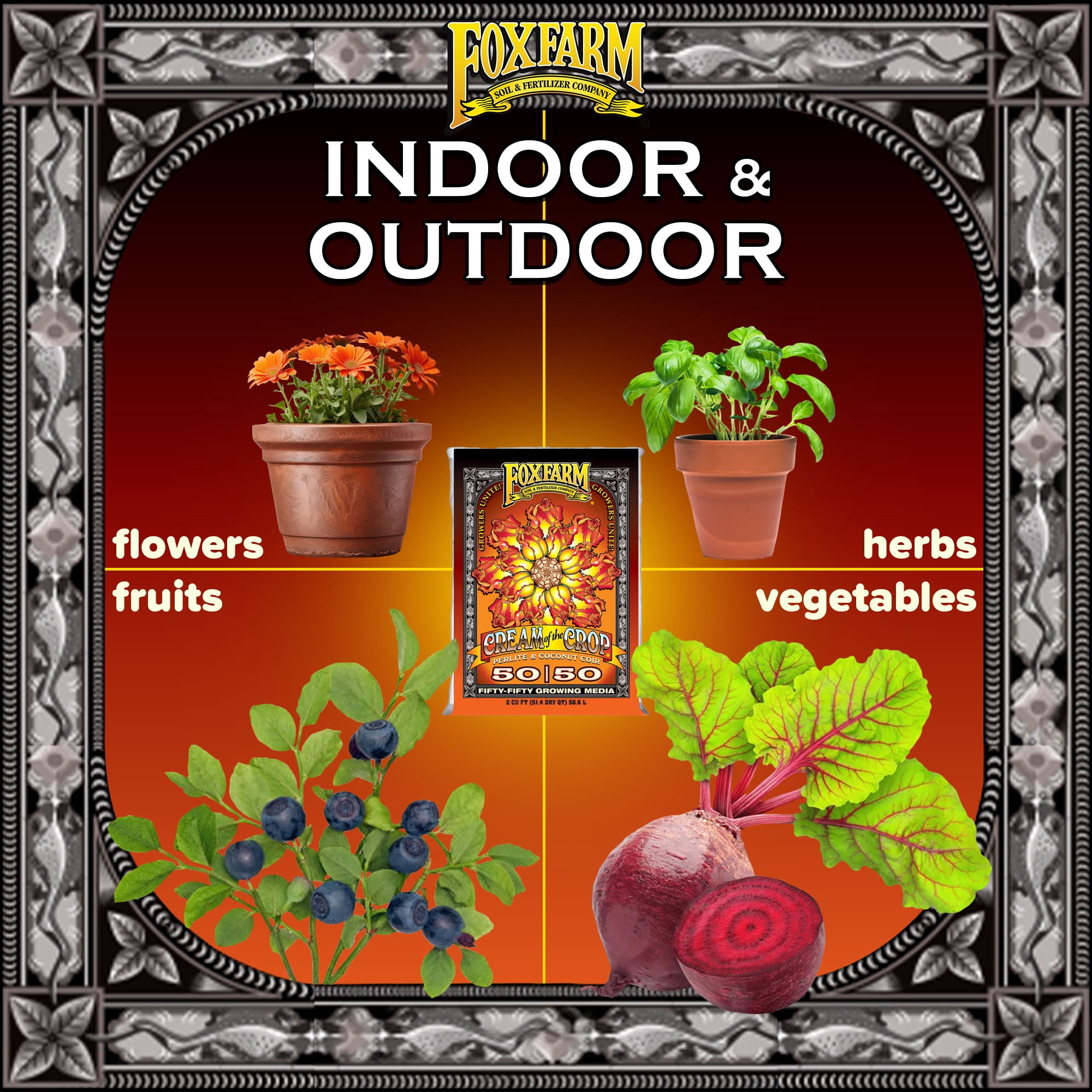 FoxFarm Cream of the Crop 50/50 Growing Media, 2cu ft - Facilitating Aeration and Drainage, for Indoor/Outdoor Container Gardens - Ideal for Use with Customized Feeding Schedules