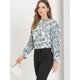 thumbnail image 3 of Blusa floral Plisada Unique Bargains Mujer Blanco S, 3 of 6