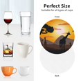 thumbnail image 4 of KLL Drink Coasters Set Round Shape of 4,PU Leather Absorbent Coasters Set Decorative Coffee Cup Coasters Housewarming Gift for Home Decor-Giraffes Of The African Savannah, 4 of 5