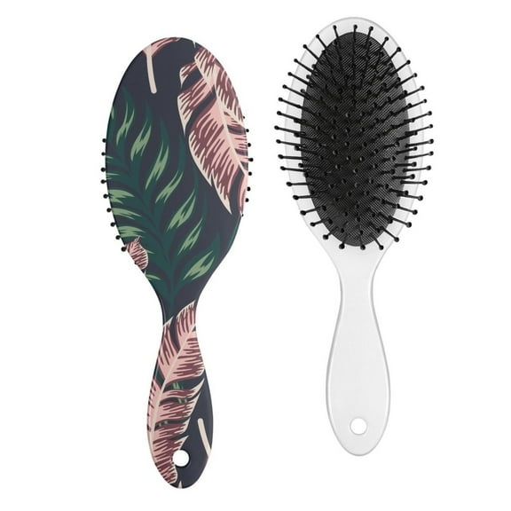Tropical Palm Leaf Hair Brush - Smoothing Anti-Frizz Paddle Brush with Round-Tip Bristles, Gentle on All Hair Types