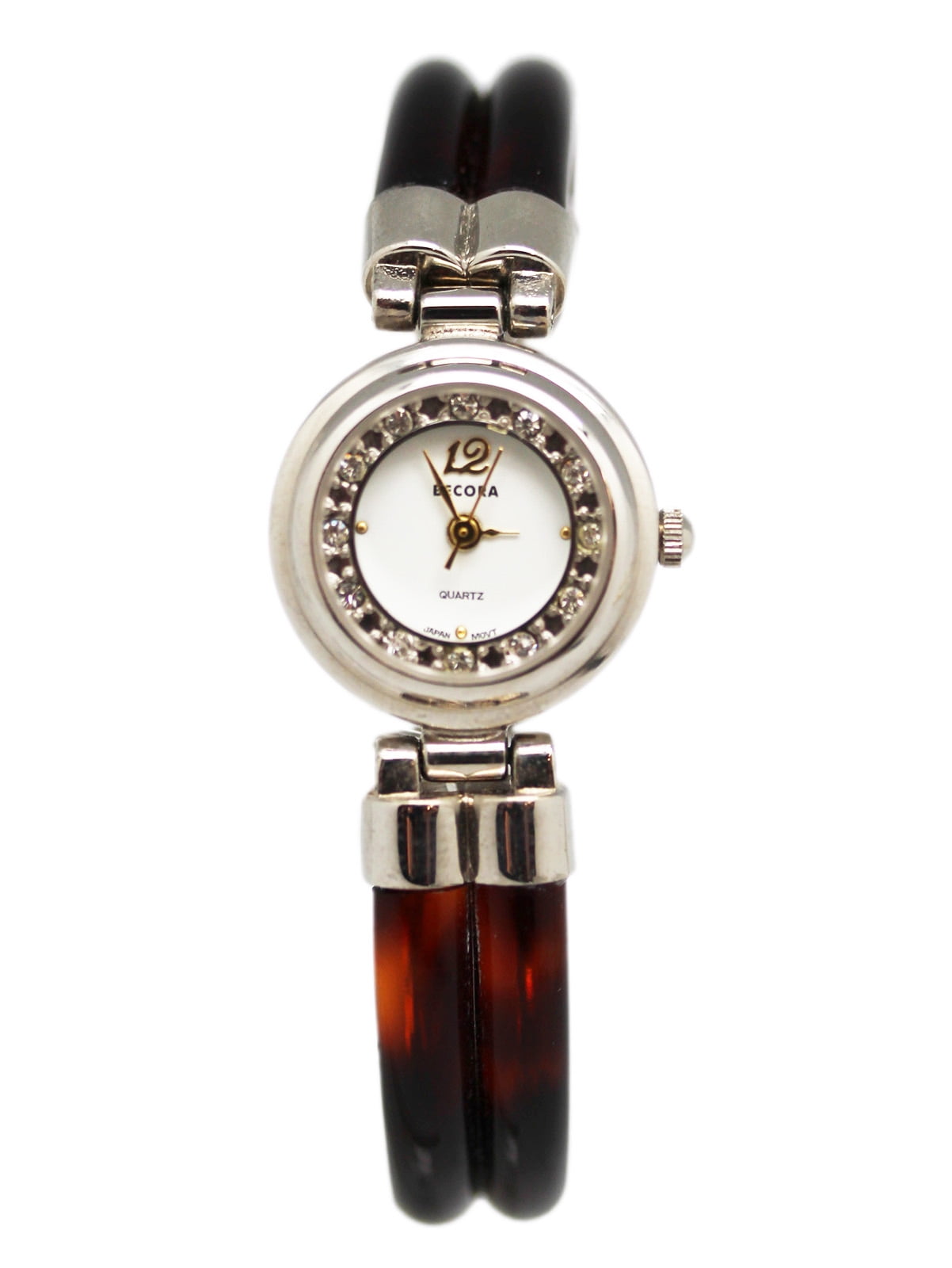Becora Quartz Silver Tone Linked Band w Black and Tan Dial Attachment Watch Walmart