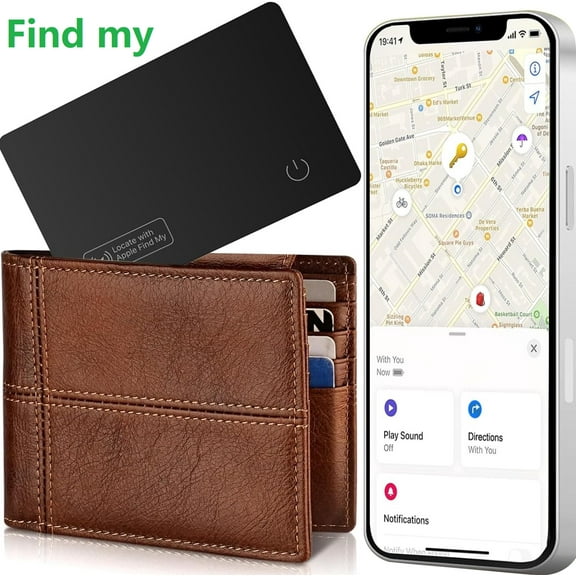 Wallet Tracker Card, Rechargeable Thin Wallet Finder, Works with Find My (iOS Only), Item Finder for Luggage Tags, Passports, Phone, IP68 Waterproof