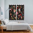 thumbnail image 5 of Curtains 84 Inches Long 2 Panels, Watercolor Flowers Grommets Window Treatment Curtain, Farmhouse Floral Vintage Black Thermal Curtains Drapes for Living Room/Bathroom, 5 of 9