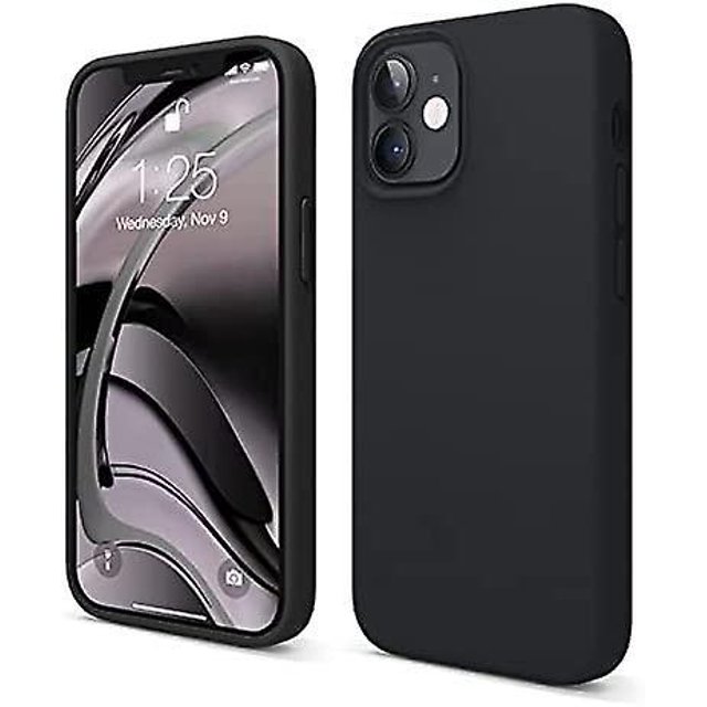 (negro)elago Coque Silicone Liquide Compatible Avec Iphone 12 Mini (5,4) Case En Silicone Premium, Tui Protection Complte, Cover Antichoc 3 Struct
