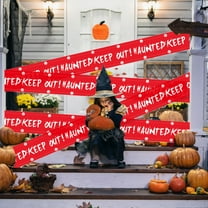 YIMWNYI 2Pcs Halloween Caution Tape, Skull Ghost Decoration, Spooky Atmosphere, Versatile Party Props, Perfect for Halloween Decorations, Caution Signs Decor