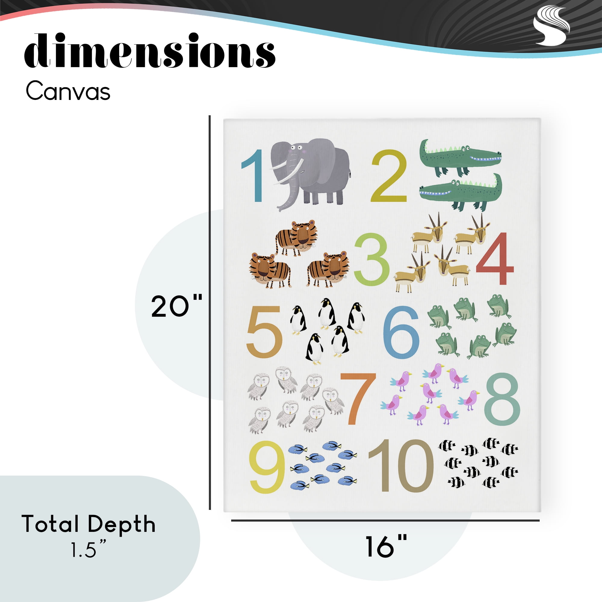 Kid's Counting Animals Canvas Wall Art, design by Carla Daly