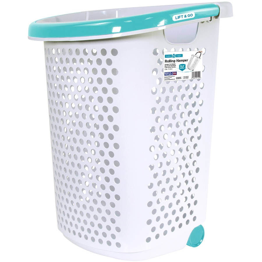 Home Logic Rolling Hamper With Pop Up Handle 2 0 Bushel White
