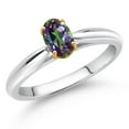 thumbnail image 2 of Gem Stone King 0.60 Ct Oval Green Mystic Topaz 10K White and Yellow Gold Solitaire Engagement Ring (Size 5), 2 of 4