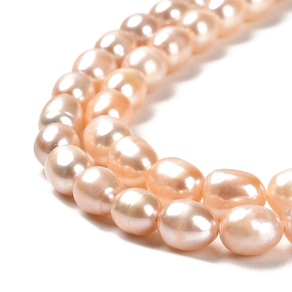 1 Strand Natural Cultured Freshwater Pearl Beads Strands Rice Grade AA 8~9x6.5~7mm Hole: 0.7mm about 43~44pcs/strand 14.17~14.37''(36~36.5cm)