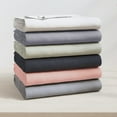 thumbnail image 7 of Cotton Heathered Melange Jersey Knit Bed Sheet Set (King, Heathered Denim Blue), 7 of 7