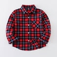 thumbnail image 2 of Plaid Shirts For Boys Girls Lapel Button Down Falt Pocket Cardigan Casual Loose Stylish Fall Outwear For Kids (1-2Years, Red-C), 2 of 3