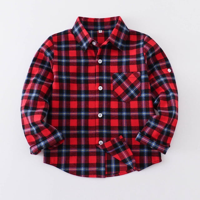YUNAFFT Chemise à Carreaux pour Enfants Col Rabattu Boutonnée Manches Longues Tenue Décontractée pour Garçons et Filles