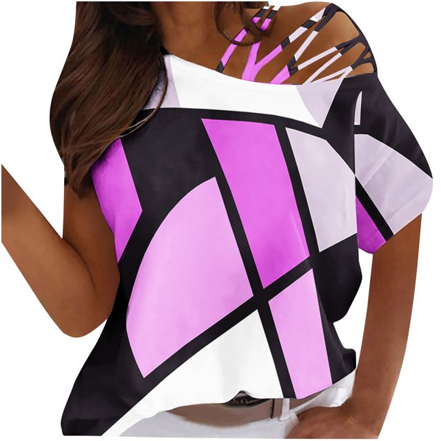 Camiseta sin tirantes con estampado de amor de manga corta y cuello redondo de verano para mujer Blusas OAVQHLG3B Store lin121212