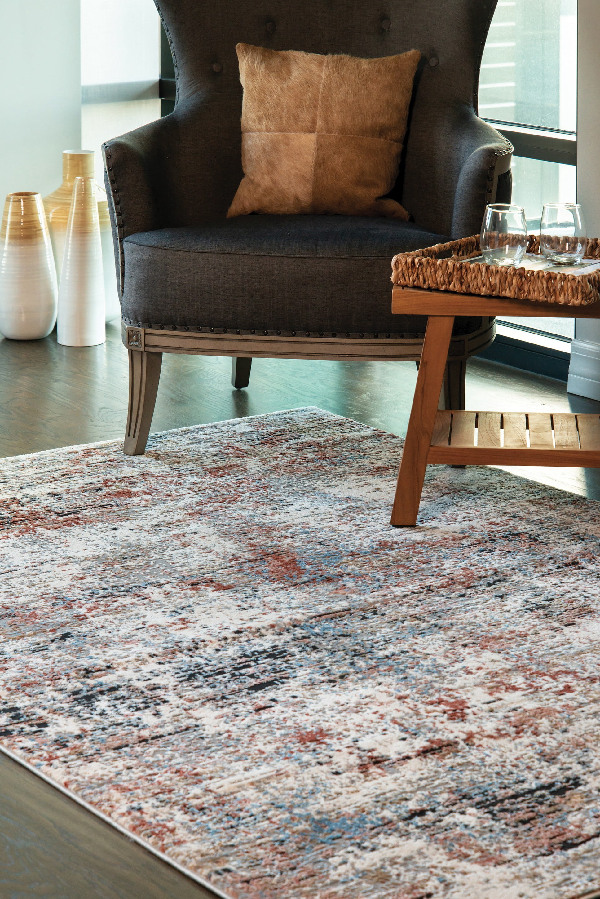 United Weavers Hyperion Enceladus Transitional Abstract Area Rug, Crimson, 5'3" x 7'2"
