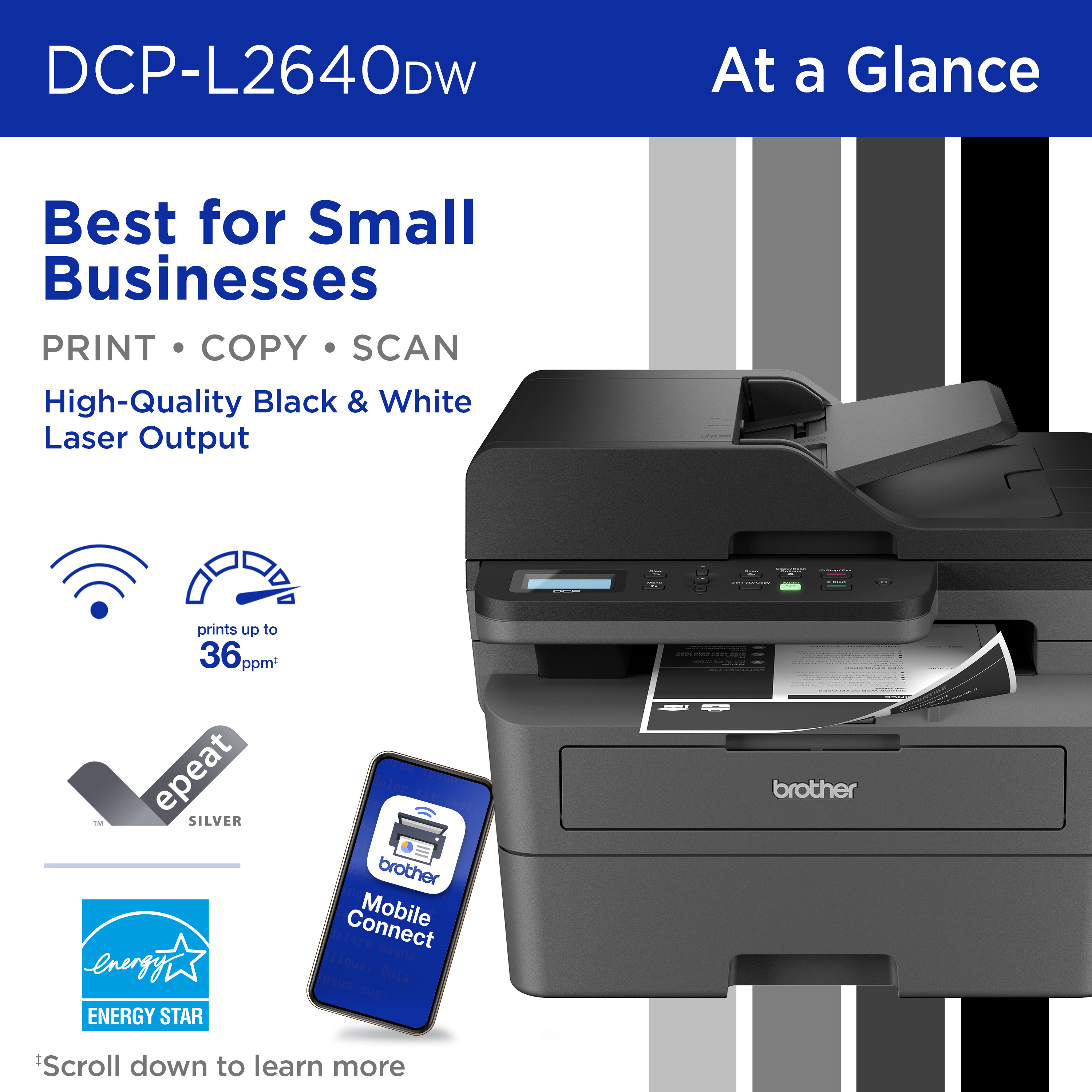 Brother DCP-L2640DW Wireless Monochrome Laser Printer photo 2