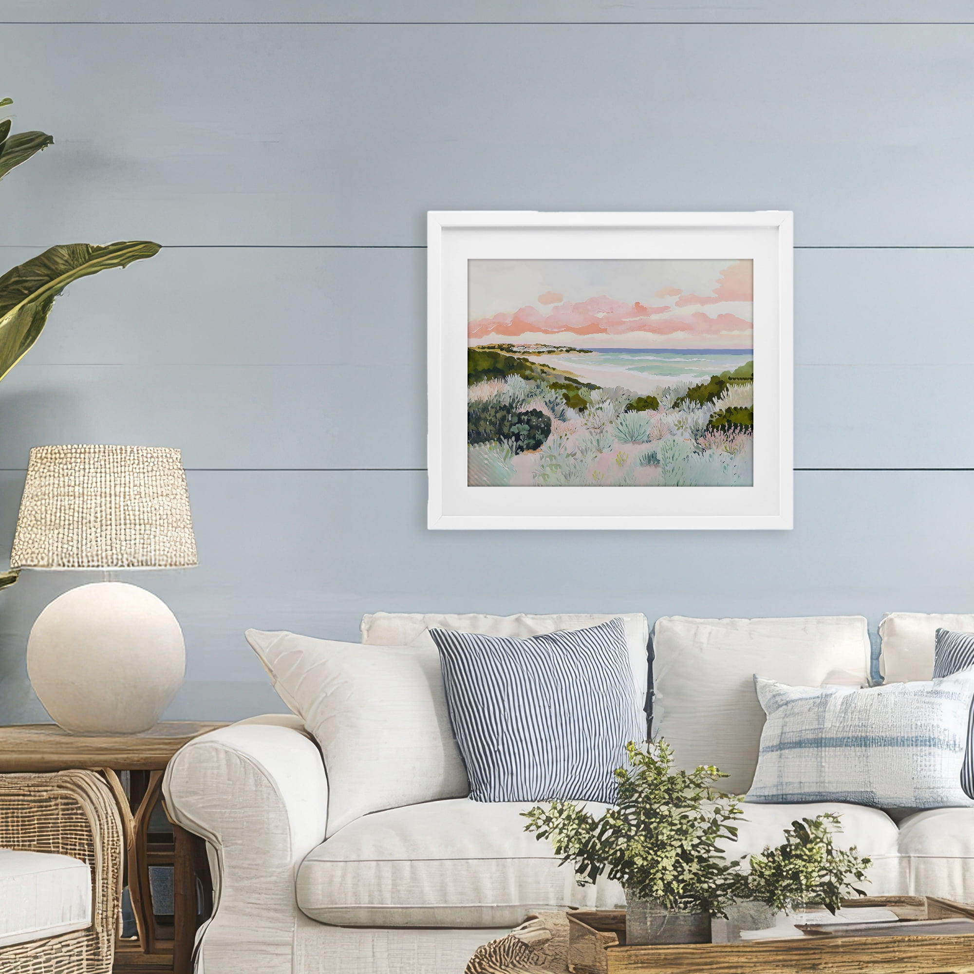 Stupell Industries Beach Grasses & Pastel Skies White Framed Print Under Glass, design by The Prints Vibe