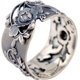 thumbnail image 1 of Anillo vintage de plata de ley 999 con forma de flor de peonía, ancho, negro, para mujeres y niñas, 15 mm, abierto y ajustable, 1 of 5