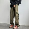 thumbnail image 3 of Linsennia Goth Baggy Cargo Pants with Pockets for Men Women Y2K Straight Leg Joggers Casual Streetwear Relaxed Fit Pants, 3 of 8