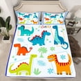 thumbnail image 2 of Homewish Cartoon Dinosaur Child Twin Sheet Sets, Cute Animal Wildlife Twin Fitted Sheet, Floral Tree Plant Flat Sheet, Ultra Soft Bedroom Decor, 3pcs, 2 of 7