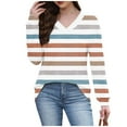 thumbnail image 6 of Womens Plus Size Fall Clothes, Long Sleeve Shirts for Women Fashion Loose Fit Striped Printed V Neck T-Shirts, 6 of 6