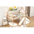 thumbnail image 5 of Twin Size Pine Wood High-Rise Bed Frame with Slide and Staircase, Natural, Bedroom, 5 of 16