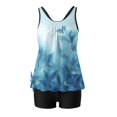thumbnail image 4 of WTOBBY Women's Floral Printed Tankini Set Two-Piece Swimsuit with Shorts Conservative Coverage Swimwear for Beach Pool Summer,Light Blue L, 4 of 5