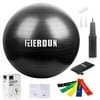 Exercise Ball - Anti Burst Tested yoga ball Supports 240lbs,Includes Exercise Resistance Loop Bands & Hand Pump for Home, Balance, Gym, Core Strength, Yoga, Fitness, Pilates(Black 55)