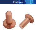 thumbnail image 3 of HUGFEGWE Flat Head Solid Copper Rivets Nuts Copper Flat Head Semi-Tubular Rivets for Household Automobile Industry Brass Tone 4x8mm 50PCS CJB91-25876, 3 of 7