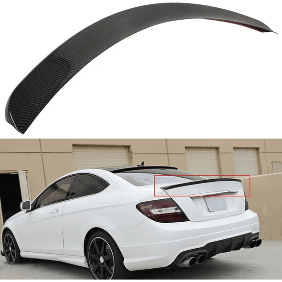 Kojem Rear Trunk Spoiler Wing for 2008-2015 Mercedes Benz W204 C-Class C180 C200 C250 C300 C63 2 Door Coupe Models Carbon Fiber Style