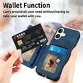thumbnail image 6 of ShellTech for iPhone 16 Plus Retro PU Leather Wallet Case with Card Holder Ring Stand RFID Function Credit Card Slot with Ring Stand Protective Cover Wrist Strap,Blue, 6 of 10